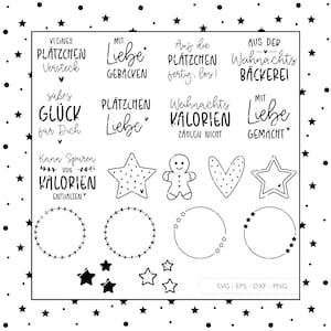 Plotterdatei Plätzchen Backen Weihnachten SVG Eps DXF PNG Vektor Plotterdateien Deutsch Schriftzug Sprüche Laserdatei Digitaler Download v83