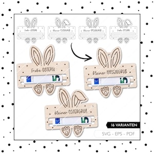 Laserdatei Ostern Geldgeschenk SVG Geldhalter Geschenkkarte Osterhase Laser Cut Digitaler Download 866