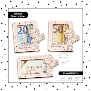 Archivo láser para regalo de regreso a clases, dinero SVG, porta dinero, tarjeta de regalo para niño escolar, inscripción escolar, corte láser, descarga digital 993