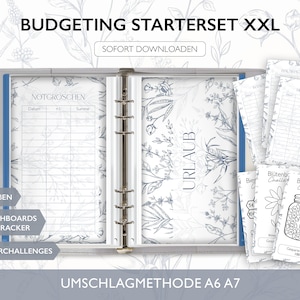 Starterset Budgetieren XXL STARTER SET - A6 A7 Umschlagmethode Budget Binder Download Challenges Budget Tracker Dashboards Deckblatt Pdf v34