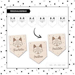 Fichier laser signe de porte de chambre d’enfant SVG EPS DXF fanion nom plaque fichier de découpe renard traceur fichier Laser Cut Digital Download v325