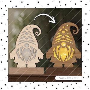 File laser Gnome SVG PDF EPS Blocchi natalizi Luce Gnome File laser digitale 667