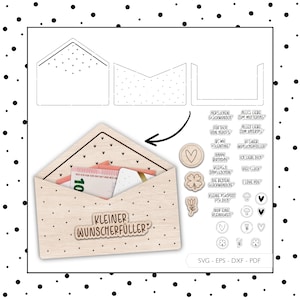 Archivo láser sobre dinero regalo SVG EPS DXF vale vectorial vale embalaje Laser Cut Digital Descargar v88