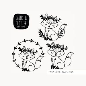 Fichier traceur Fox SVG, EPS, DXF, PNG | Fichier laser Digistamp Fox, gravure laser, téléchargement numérique v518
