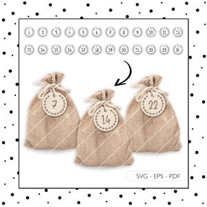 Fichier laser Numéros du calendrier de l’Avent SVG Fichier laser pendentif de l’Avent 748