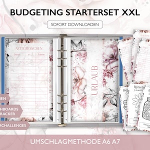 Starterset Budgetieren XXL STARTER SET - A6 A7 Umschlagmethode Budget Binder Download Challenges Budget Tracker Dashboards Deckblatt Pdf v31