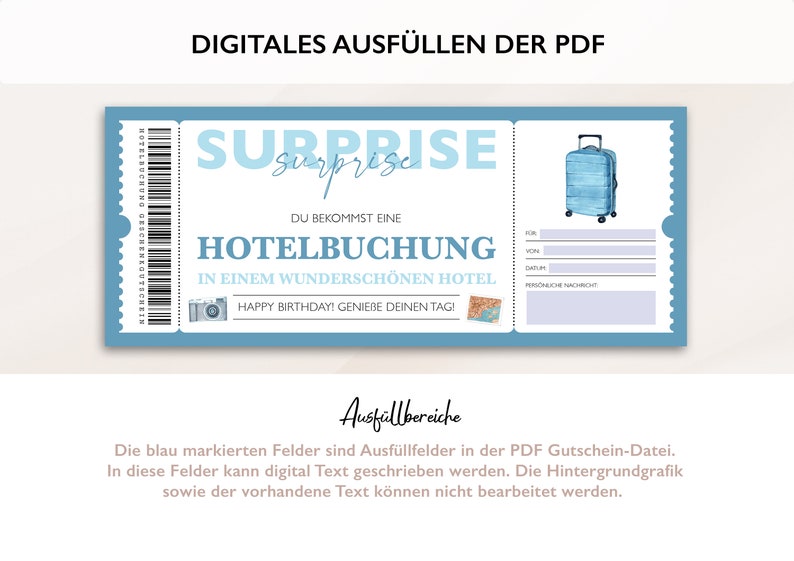 Personalisierter Gutschein Hotel Ticket PDF Download Hotel Reservierung Gutscheinkarte Bearbeitbare Gutscheine Zum Ausdrucken Zum Ausfüllen Bild 6