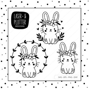 Fichier traceur lapin SVG Eps DXF PNG | Digstamp Bunny Laser File Pâques Laser Gravure Laser Gravure Traceur Fichier Téléchargement numérique v519