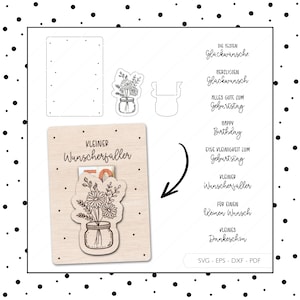Laserdatei Geldgeschenk Geburtstag Umschlag Karte SVG EPS DXF Geschenkkarte Blumen Geldkartenhalter Laser Cut Digitaler Download v250