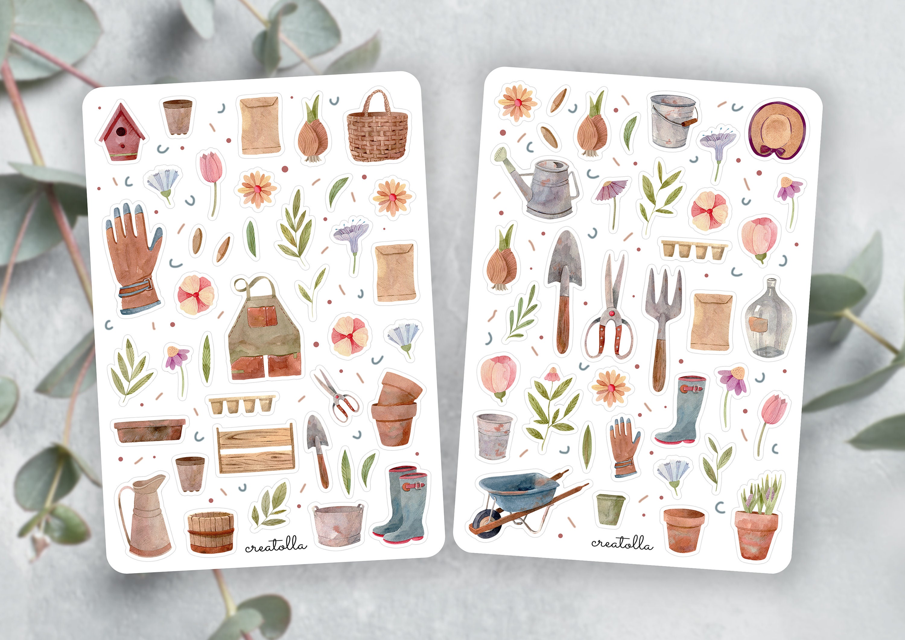 Sticker Sheet Garden Sticker Set Watercolor Journal Etsy