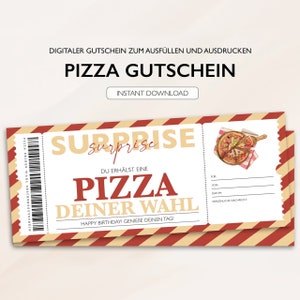 Personalized Voucher Pizza Ticket PDF Download Restaurant Dinner Editable Vouchers To Print And Fill Out image 1