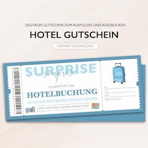 Gepersonaliseerde voucher Hotelticket PDF Download Hotelreserveringsvoucherkaart Bewerkbare vouchers om af te drukken en in te vullen