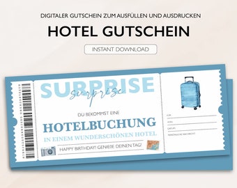 Personalisierter Gutschein Hotel Ticket PDF Download Hotel Reservierung Gutscheinkarte Bearbeitbare Gutscheine Zum Ausdrucken Zum Ausfüllen