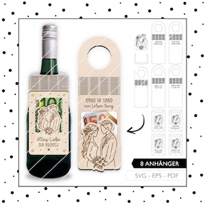 Laserdatei Flaschenanhänger Hochzeit SVG EPS PDF Geldgeschenk Hochzeit Geschenkverpackung Hochzeitsgeschenk Laser Cut Digitaler Download 899