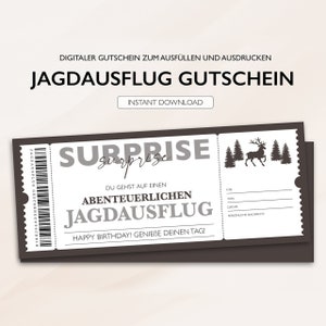 Personalisierter Gutschein Jagd Ticket PDF Download Jagdgutschein Ausflug Gutscheinkarte Bearbeitbare Gutscheine Zum Ausdrucken & Ausfüllen