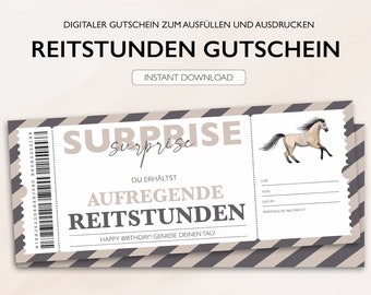 Personalisierter Gutschein Reiten Ticket PDF Download Reitgutschein Reitstunden Bearbeitbare Gutscheine Zum Ausdrucken Und Zum Ausfüllen