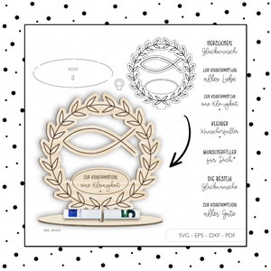Fichier laser argent cadeau confirmation SVG EPS DXF billet de banque porte-monnaie couronne porte-billets Laser Cut Digital Download v130