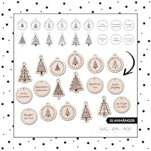 Laserdatei Geschenkanhänger SVG EPS PDF Weihnachten Anhänger Tannenbaum Laser Datei 666