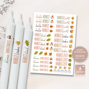 Candle tattoos autumn candle tattoo PDF template for candles water slide film candle stickers autumn love autumn leaves | candle decorating 149
