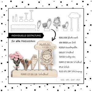 Regalo de dinero de archivo láser de regreso a la escuela SVG EPS DXF titular de dinero escuela niño bailarina tarjeta de regalo inscripción escolar Corte láser Descarga digital v292