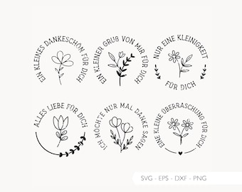 Archivo de trazador para envolver regalos SVG Eps DXF PNG archivos de trazador vectorial letras flores alemanas círculo archivo láser refranes de regalo v43