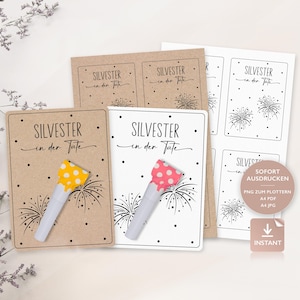 Druckvorlage Silvester PDF Vorlage Zum Ausdrucken Geschenkkarte Silvester Geschenk Verpackung PNG Plotterdatei Download Datei 795