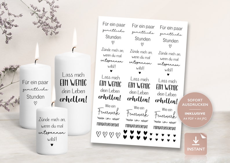 Kerzentattoos Lustige Sprüche Schriftzug PDF Kerzen Etsy.de