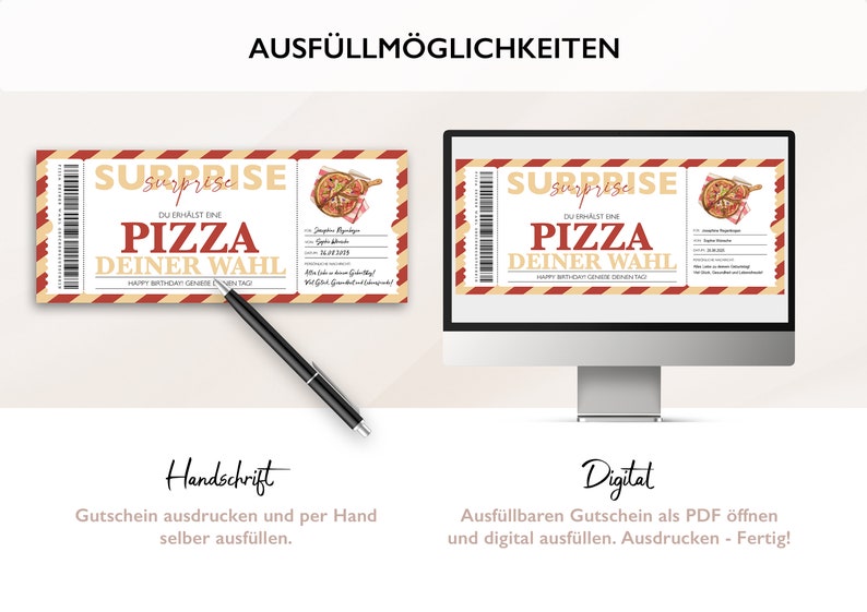 Personalized Voucher Pizza Ticket PDF Download Restaurant Dinner Editable Vouchers To Print And Fill Out image 5