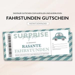 Personalized Voucher Driving Lesson Ticket PDF Download Christmas Driving School Voucher Card Vouchers To Print To Fill Out image 1