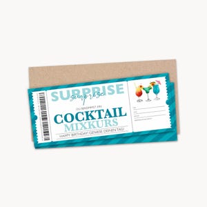 Personalized Voucher Cocktail Ticket PDF Download Cocktail Course Editable Vouchers To Print To Fill Out