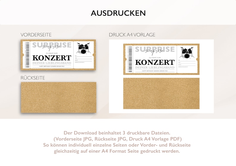 Personalisierter Gutschein Konzert Ticket PDF Download Konzertgutschein Gutscheinkarte Bearbeitbare Gutscheine Zum Ausdrucken Zum Ausfüllen zdjęcie 7