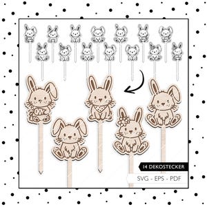 Laserdatei Dekostecker Ostern SVG EPS PDF Osterhase Blumenstecker Hase Laser Cut Digitaler Download 915