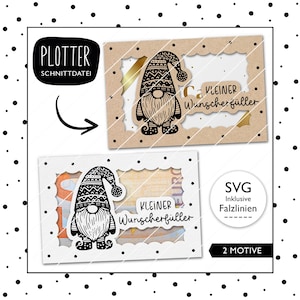 Plotterdatei Geldgeschenk Weihnachten SVG Schnittdatei Wichtel Gutschein Verpackung Weihnachtsgeschenk Geschenkverpackung Digitale Datei 789