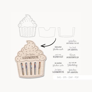 Arquivo digital para corte a laser de dinheiro, presente, muffin, aniversário, envelope, SVG, EPS, DXF, voucher, cupcake, download da versão 117
