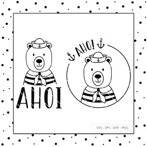 File di plotter Bear Anchor Ahoy SVG Eps DXF PNG Vector File di plotter Tedesco Sailor Bear Teddy Bear File laser Plotter Digital Download 50