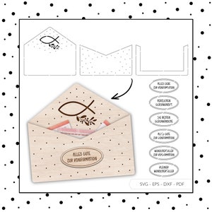 Enveloppe de fichier laser Confirmation Enveloppe cadeau d’argent SVG EPS DXF Bon porte-carte-cadeau Laser Cut Téléchargement numérique v106