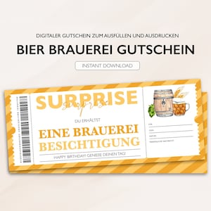 Personalisierter Gutschein Brauerei Ticket Instant Download Bier Brauerei Besichtigung Bearbeitbare Gutscheine Zum Ausdrucken Zum Ausfüllen