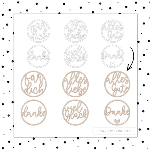 Etiqueta de regalo de archivo láser SVG Eps DXF PDF vector etiqueta de corte láser corte láser gracias archivo trazador descarga digital 79