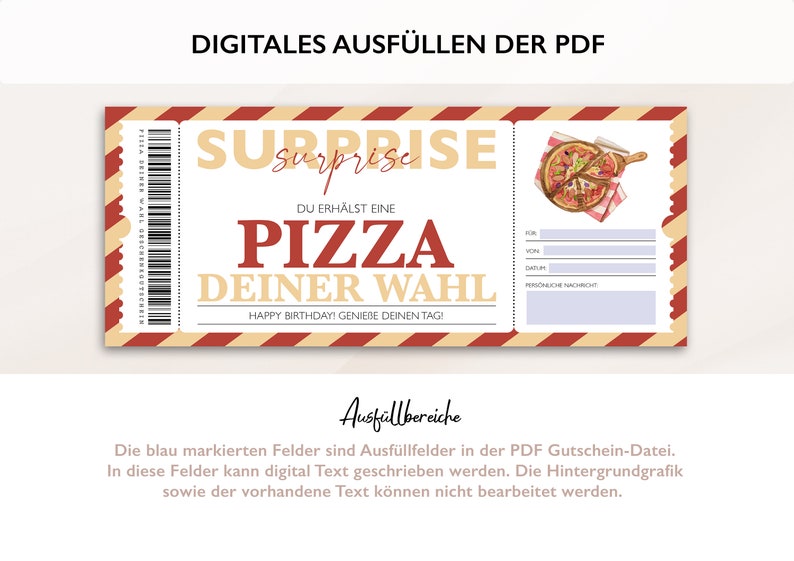 Personalized Voucher Pizza Ticket PDF Download Restaurant Dinner Editable Vouchers To Print And Fill Out image 6