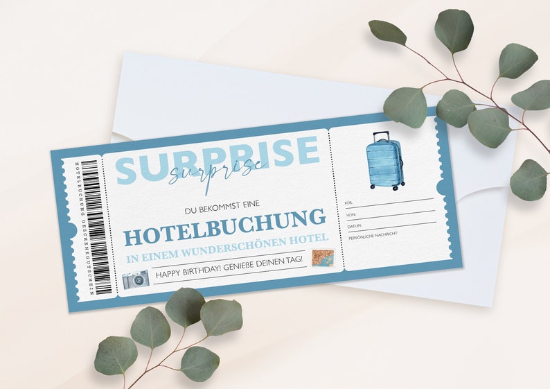 Personalisierter Gutschein Hotel Ticket PDF Download Hotel Reservierung Gutscheinkarte Bearbeitbare Gutscheine Zum Ausdrucken Zum Ausfüllen Bild 3