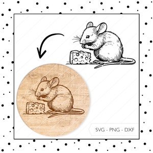 Archivo láser Ratón SVG DXF PNG Grabado láser Ratón Regalo Tablero de queso Signo Grabado láser Archivo Tablero de queso Descarga digital v494