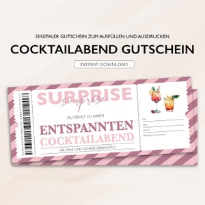 Voucher personalizzato per biglietto cocktail Scarica in PDF Voucher modificabili per serata cocktail da stampare e compilare