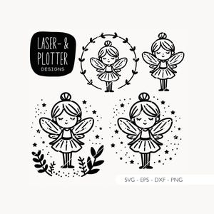 Arquivo para plotter de fadas em SVG, EPS, DXF e PNG | Digistamp Arquivo para corte a laser de fada e elfo, arquivo para plotter, download digital v177