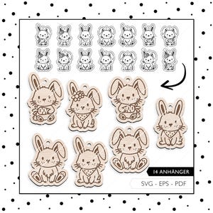 Laserdatei Ostern Geschenkanhänger SVG EPS PDF Osterhase Anhänger Hase Laser Cut Digitaler Download 914