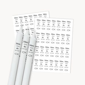 Tatuajes de velas para confirmación de regalo "Qué bueno que estés aquí" | Plantilla PDF de lámina al agua para velas cónicas | Imprimible v1