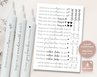 Candle tattoos various motifs sayings | PDF candle water slide film | For you stick candles | Decorating candles | To print