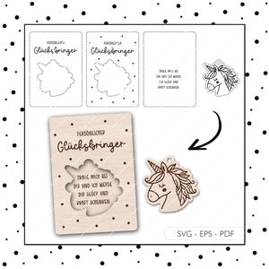 Fichier laser Lucky Charm SVG EPS PDF Licorne Porte-clés Laser Cut Téléchargement numérique v547