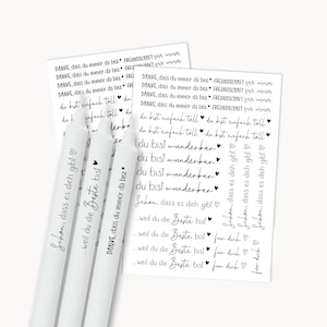 Tatouages de bougies avec différents dictons | Décalcomanies de bougies à l'eau (PDF) | Bougies d'amitié | Décoration de bougies | Imprimables