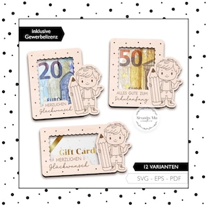 Archivo láser de regalo de dinero para regreso a clases SVG, porta dinero, tarjeta de regalo para niño escolar, inscripción escolar, corte láser, descarga digital 1010