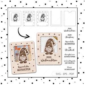 Laserdatei Weihnachten Geldgeschenk SVG EPS PDF Wichtel Gutschein Verpackung Weihnachtsgeschenk Digitaler Download v655